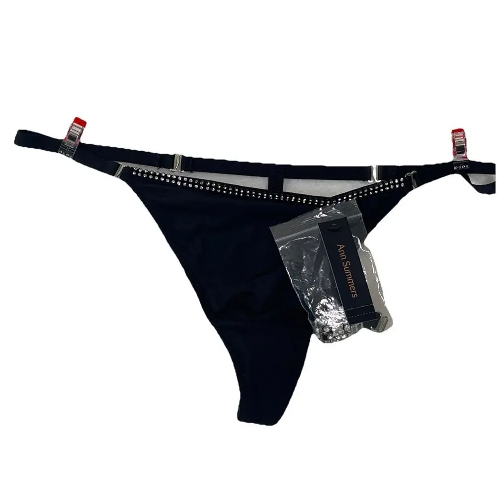 Ann Summers Thong G-String Size 6 Additional Strap W/ Added Rhinestones - Picture 1 of 4